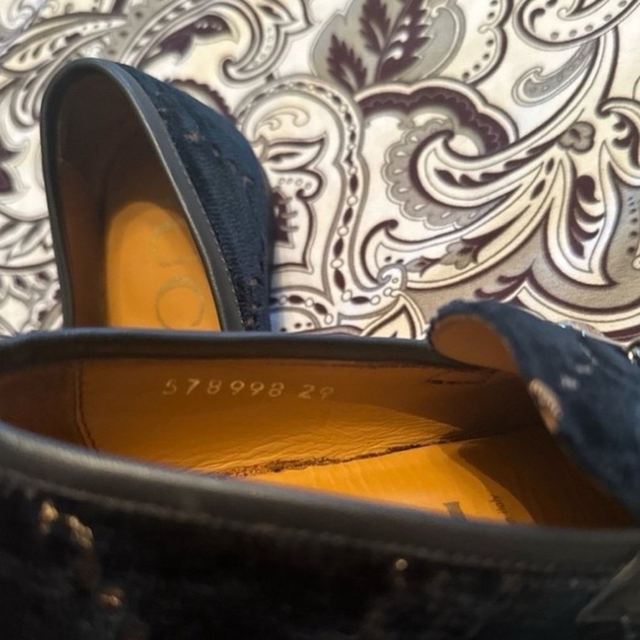 Gucci Gold Horsbit Navy Loafers - Picture 4 of 4